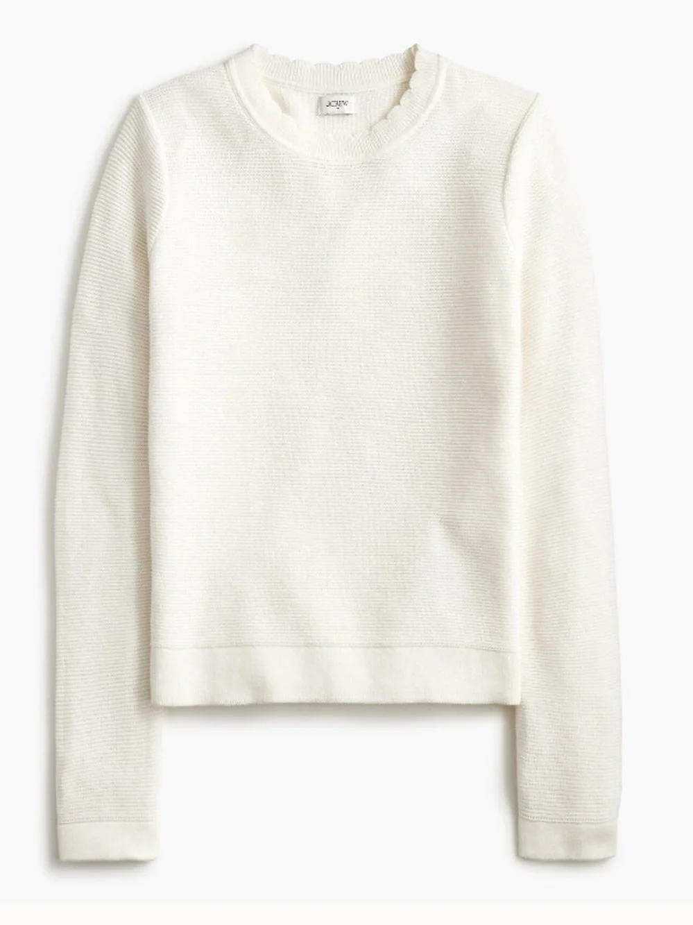 J crew ivory Scalloped crewneck sweater